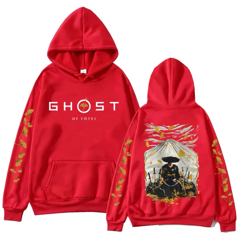 Ghost of Yotei Red Hoodie - Atsu & Mount Yotei